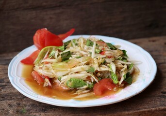 Papaya salad spicy Thai food
