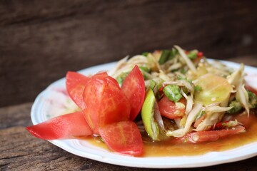 Papaya salad spicy Thai food