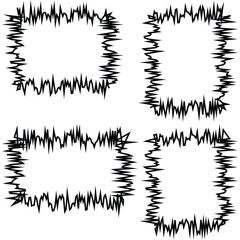 Rough Jagged Stamp Frame Borders &ndash; Grunge Style Rectangular and Square Vector Outlines