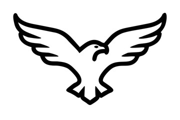 Obraz premium Outline of a bird with wings spread on a black background icon symbol