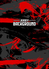 A rugged black and red jersey with paintbrush streaks and abstract splashes.