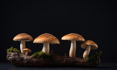 mushroom on black background