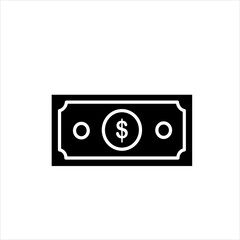Icon Money Dollar Silhouette Style Vector Isolated Flat Design