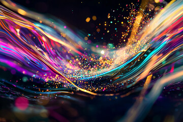 **** Abstract colorful wave with sparkling light effects