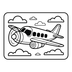 Airplane Coloring Page Vector for Kids