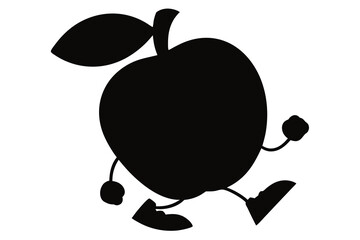 Apple cartoon character silhouette vector