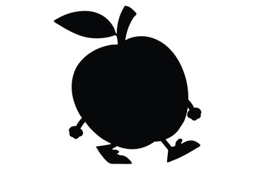 cartoon apple character silhouette vector