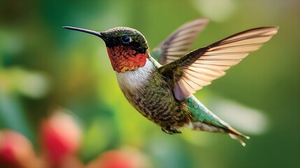  Ruby‑Throated Hummingbird &ndash; Macro Bloom Visit