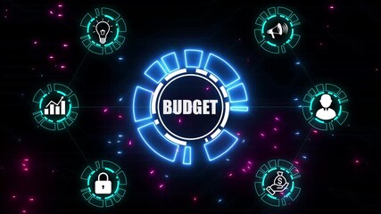 Budget planning business finance concept on virtual screen interface. Business, technology, internet and networking concept. glowing animation. - Powered by Adobe