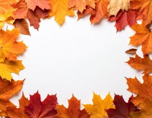 Seasonal & Holiday Series&mdash;Decorative leaf frame for fall season with white background