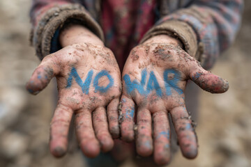 Two hands with the word no written on them