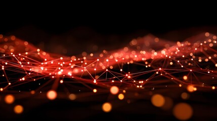 Abstract network design with glowing red lines and points.