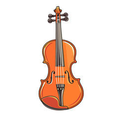 Fototapeta premium Elegant wooden violin illustration with fine details, a beautiful classical music graphic for concert posters, orchestra websites, or music lesson materials. 