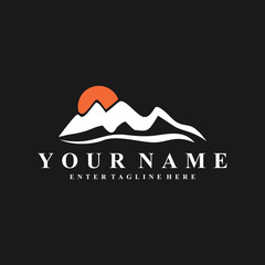 mountain logo design, mountain vector, pine tree, mountain and mountain silhouette, mountain logo premium,professional camping logo, holiday logo, vacation, landscape, mountain and mountains 