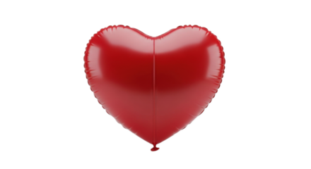 Red heart shaped balloon for love and romance isolated PNG with Transparent Background