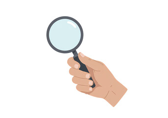 Hand Holding Magnifying Glass Search Discovery Investigation Concept isolated on transparent background