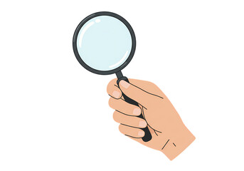 Hand Holding a Magnifying Glass isolated on transparent background