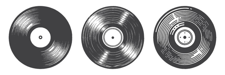 Vintage Hand-Drawn Vinyl Record Illustration, Retro Music Engraved Vector for Audio and T-Shirt Design