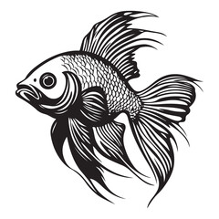 Obraz premium Fish silhouette vector art icon isolated on white, vector illustration 