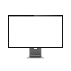 Modern computer display with silver stand isolated on transparent background