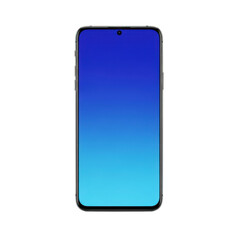 Modern smartphone with blue gradient screen isolated on transparent background