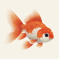 Orange goldfish, detailed illustration