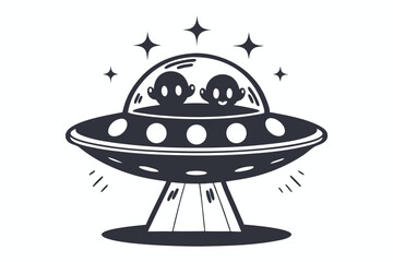 Cartoon Babies in UFO on White Background Design