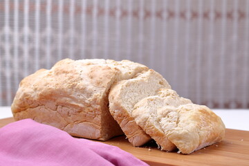Damper Baked in a Bread Tin Sliced.