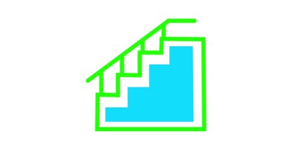 stairs moving up animation video motion graphic, simple flat line art stairs, 4k transparent video - Powered by Adobe