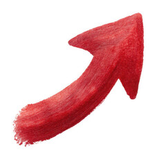 Textured red arrow pointing up and right isolated on transparent background