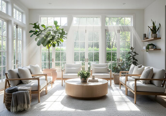 Sunlit Living Room Design Serene and Bright