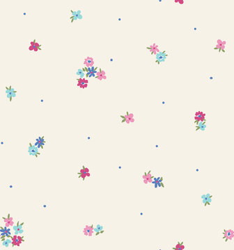 Ditsy multicolor cute and beautiful abstract pale yellow background seamless floral pattern