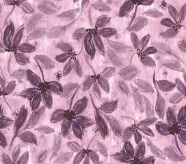  Textured watercolour DTM seamless floral pattern for fall