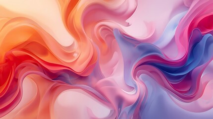 Obraz premium Abstract Fluid Art with Wavy Lines in Warm and Cool Color Blend