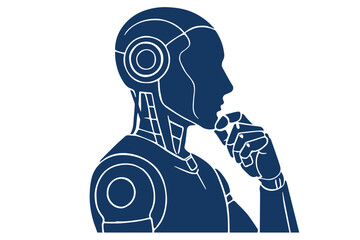 An AI robot thinking vector illustration.