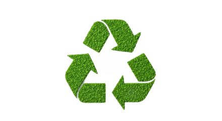 Green recycle symbol with grassy texture isolated PNG with Transparent Background