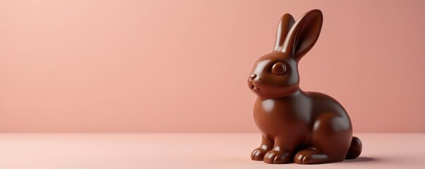 Milk chocolate bunny, glossy finish, ears upright, commercial use, brown