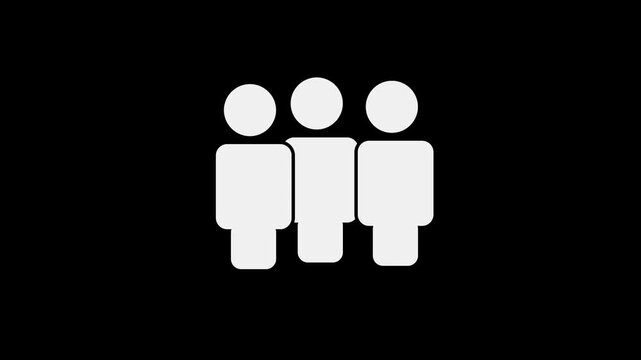Three people 3d icon video animation. General Lightweight animation with white background. 4k