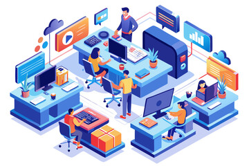 isometric view of a building in office