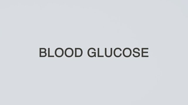 Blood Glucose word diagnosed with hand holding stethoscope on white background, symbolizing diabetes, sugar monitoring, metabolism, insulin resistance, and health awareness