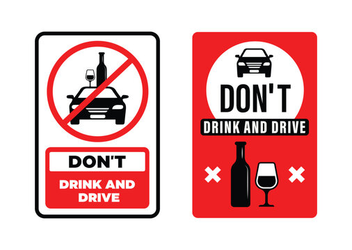Don't drink and drive, sticker label. Prohibition symbol vector.  