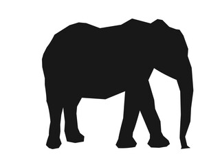 Black silhouette vector icon of an elephant in a bold, minimal style. Ideal for safari themes, wildlife branding, educational materials, logos, and animal-related graphic design projects.
