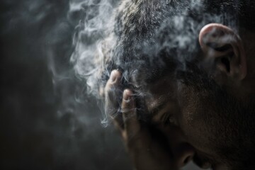 smoke coming out from the person head