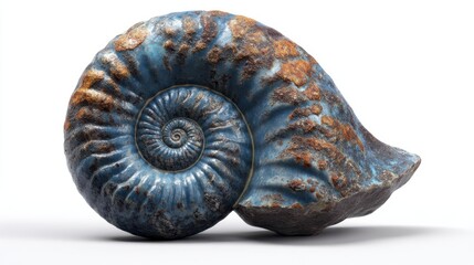 Fossilized ammonite shell natural museum macro photography studio lighting close-up geological beauty