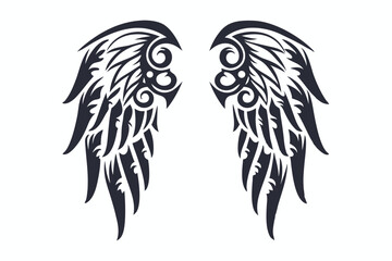Detailed Tribal Wings on a Clean White Background Design