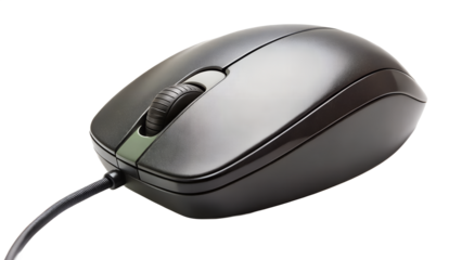 Wired Computer Mouse Isolated on Transparent Background on white background