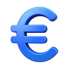 Obraz premium 3D Euro currency icon in cartoon plastic style, isolated on a transparent background, generative AI