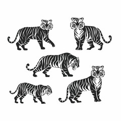 Obraz premium Striped zebra vector illustration with a tiger on a white background, capturing the wild essence of these safari animals