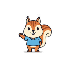 Friendly Squirrel Mascot With a Round Face and Big Eyes, Waving One Hand