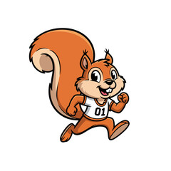 Energetic Squirrel Mascot Running With Its Tail Up, Cartoon Design